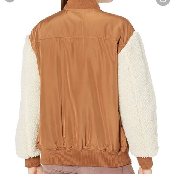 BB DAKOTA Cool Boss Bomber Sherpa Jacket Saddle Brown NWT - Picture 5 of 6